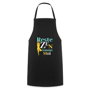 Yoga humour- Reste zen comme moi - Tablier de cuisine - noir - Devant - AI Model Male 185 dark (185cm)
