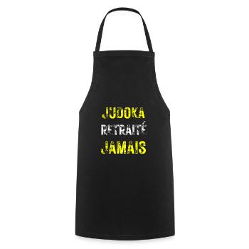 Judoka retraité - idee cadeau judo - Tablier de cuisine - noir - Devant - AI Model Male 185 dark (185cm)