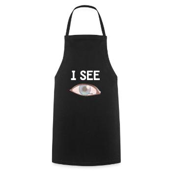 Auge mit Meer - I See - Kochschürze - Schwarz - Vorne - AI Model Male 185 dark (185cm)