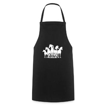 Elegant horses with elegant wild mane - Cooking Apron - black - Front - AI Model Male 185 dark (185cm)