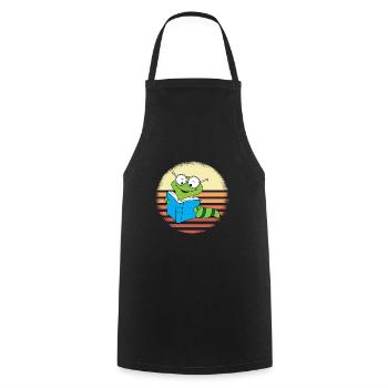 Bücherwurm Retro Sonnenuntergang Design - Kochschürze - Schwarz - Vorne - AI Model Male 185 dark (185cm)