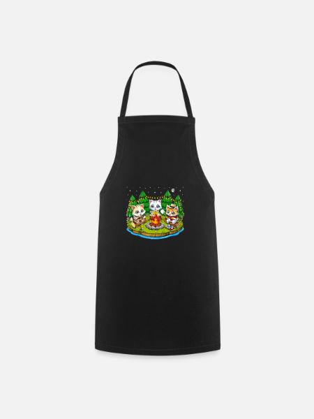 Camping Kawaii Katzen - Kochschürze - Schwarz