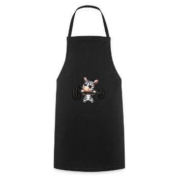 Fitness Zebra avec haltères, motivant - Tablier de cuisine - noir - Devant - AI Model Male 185 dark (185cm)