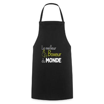 Boxe love - idee cadeau boxeur - Tablier de cuisine - noir - Devant - AI Model Male 185 dark (185cm)