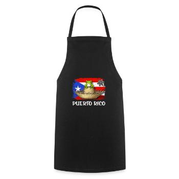 Puerto Rico Coqui Frog Boricua Flag - Cooking Apron - black - Front - AI Model Male 185 dark (185cm)