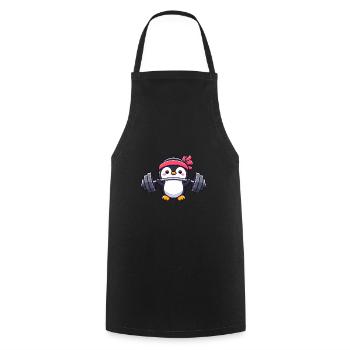 Penguin Workout Dumbbell Bench Press Fitness - Cooking Apron - black - Front - AI Model Male 185 dark (185cm)