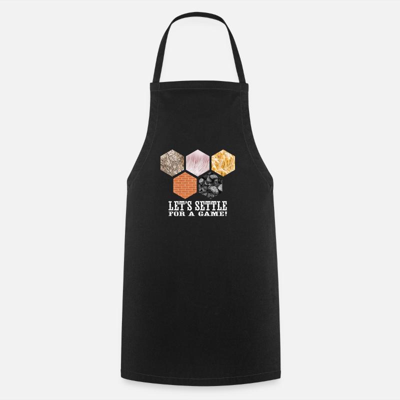Let's settle for a game - Settlers Board Game - Cooking Apron - black