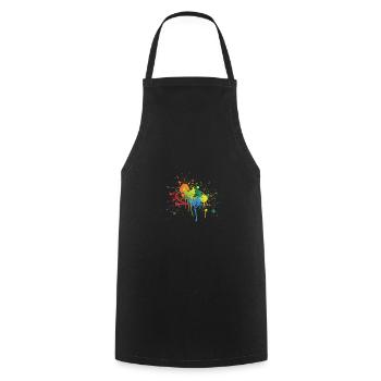 Gradient blob color splash color gift - Cooking Apron - black - Front - AI Model Male 185 dark (185cm)