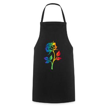RAINBOW ROSE - Cooking Apron - black - Front - AI Model Male 185 dark (185cm)