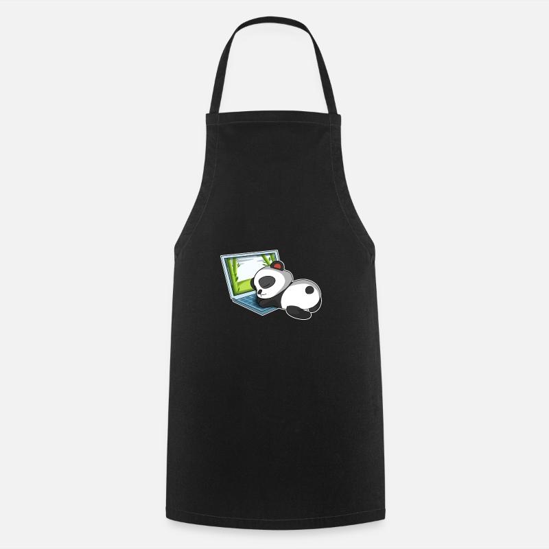 Panda im Homeoffice - Kochschürze - Schwarz