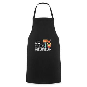 Je suis heureux-cadeau fan de basketball - Tablier de cuisine - noir - Devant - AI Model Male 185 dark (185cm)