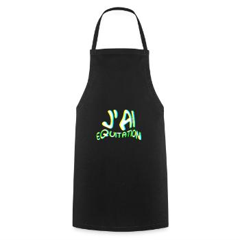 j' ai équitation - idee cadeau cavalière - Tablier de cuisine - noir - Devant - AI Model Male 185 dark (185cm)