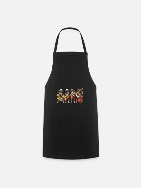 Pug Dog Jazz Musicians - Cooking Apron - black