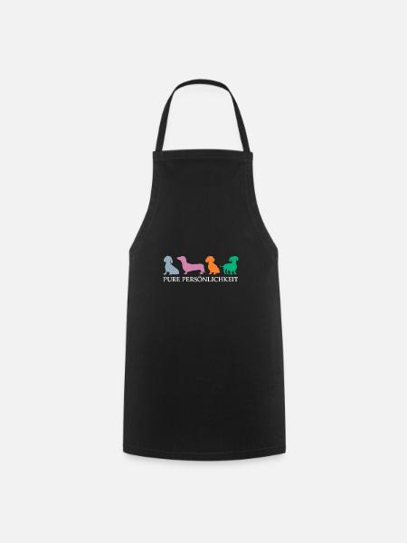 Silhouettes de teckels avec dicton de teckel - Tablier de cuisine - noir