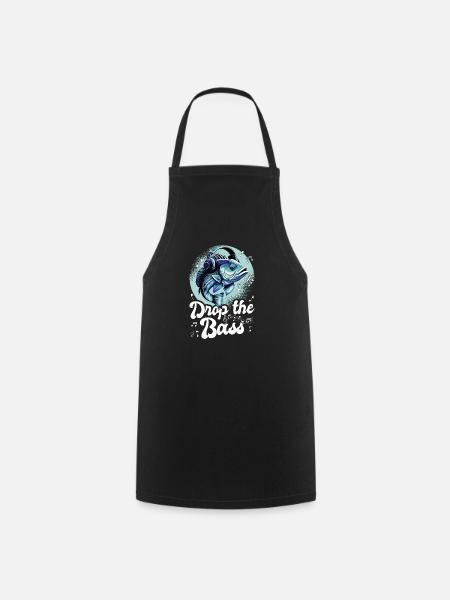 Drop The Bass - Perch with headphones - Cooking Apron - black