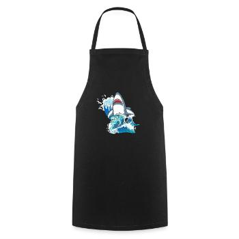Great White Shark in the jump - Cooking Apron - black - Front - AI Model Male 185 dark (185cm)