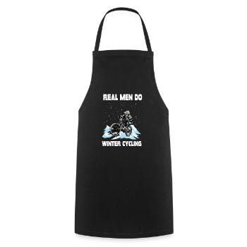 Real men riding in winter cycling mountain biking - Cooking Apron - black - Front - AI Model Male 185 dark (185cm)