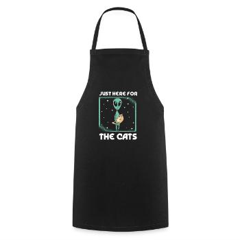Only here for the cats Alien Cat - Cooking Apron - black - Front - AI Model Male 185 dark (185cm)