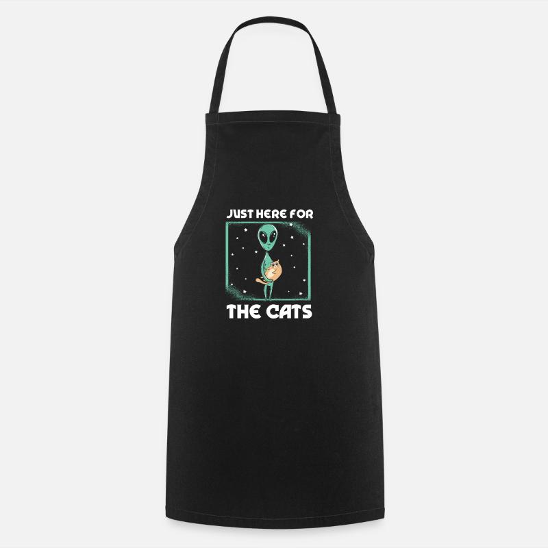 Only here for the cats Alien Cat - Cooking Apron - black