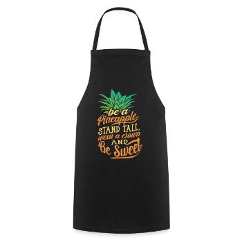 Pineapple Saying Funny - Cooking Apron - black - Front - AI Model Male 185 dark (185cm)