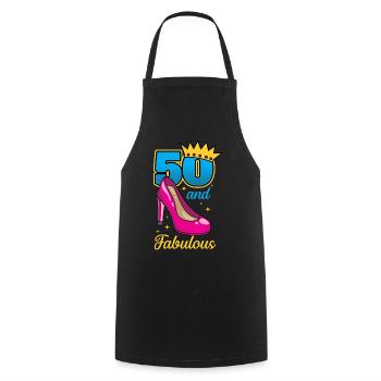 Birthday 50th birthday 50th year 50 and fabulous - Cooking Apron - black - Front - AI Model Male 185 dark (185cm)