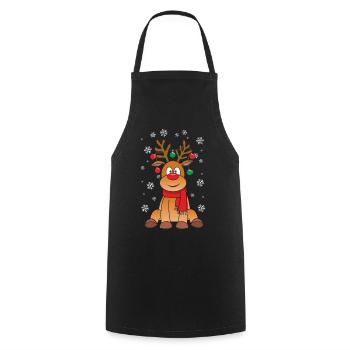 Sitting Christmas reindeer - Cooking Apron - black - Front - AI Model Male 185 dark (185cm)