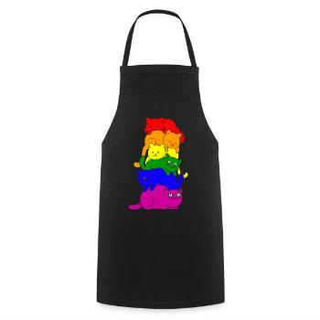 Gay Pride Katzen Stapel - Kochschürze - Schwarz - Vorne - AI Model Male 185 dark (185cm)