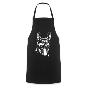 German Shepherd Head - Cooking Apron - black - Front - AI Model Male 185 dark (185cm)