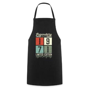 Légendaire depuis 1971 51ème cadeau d’anniversaire - Tablier de cuisine - noir - Devant - AI Model Male 185 dark (185cm)