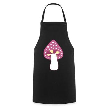 Mushroom fly agaric violet pattern customizable - Cooking Apron - black - Front - AI Model Male 185 dark (185cm)