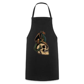 Scary Dragon & Creepy Skull Head Halloween Costume - Cooking Apron - black - Front - AI Model Male 185 dark (185cm)