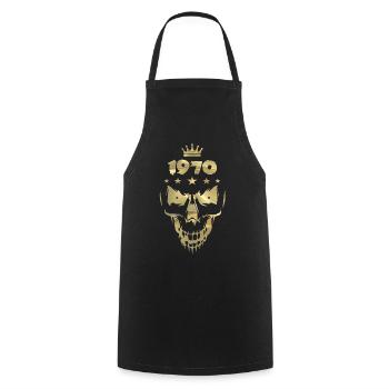 1970 Totenkopf Gold - Kochschürze - Schwarz - Vorne - AI Model Male 185 dark (185cm)