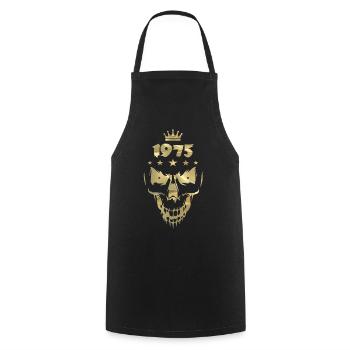 1975 Totenkopf Gold - Kochschürze - Schwarz - Vorne - AI Model Male 185 dark (185cm)