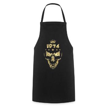 1974 Totenkopf Gold - Kochschürze - Schwarz - Vorne - AI Model Male 185 dark (185cm)