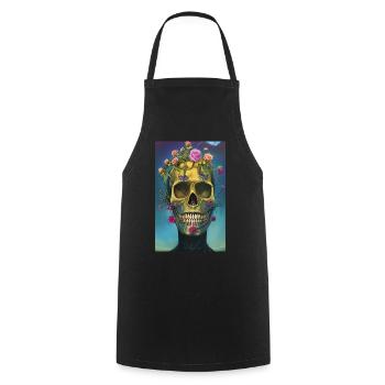 Beautiful fantasy Skull - Cooking Apron - black - Front - AI Model Male 185 dark (185cm)