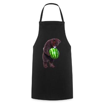 Bär mit Wassermelone - Kochschürze - Schwarz - Vorne - AI Model Male 185 dark (185cm)