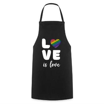 Mois de la fierté - L’amour c’est l’amour - Tablier de cuisine - noir - Devant - AI Model Male 185 dark (185cm)