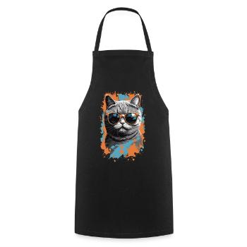 Britische Kurzhaar Katze Cooles Katzen Design - Kochschürze - Schwarz - Vorne - AI Model Male 185 dark (185cm)