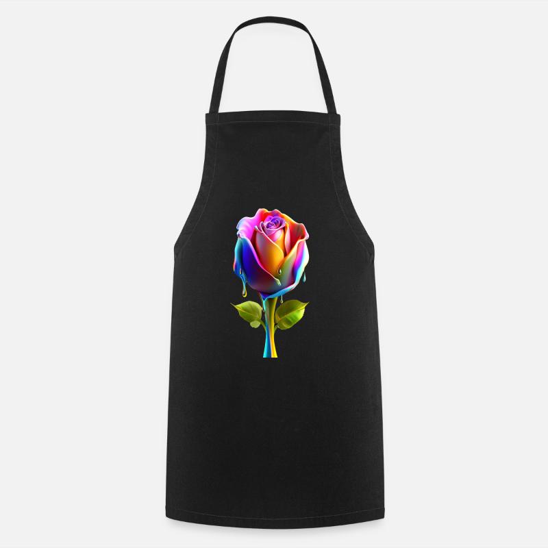 Une rose avec des couleurs dégradées audacieuses 3D - Tablier de cuisine - noir