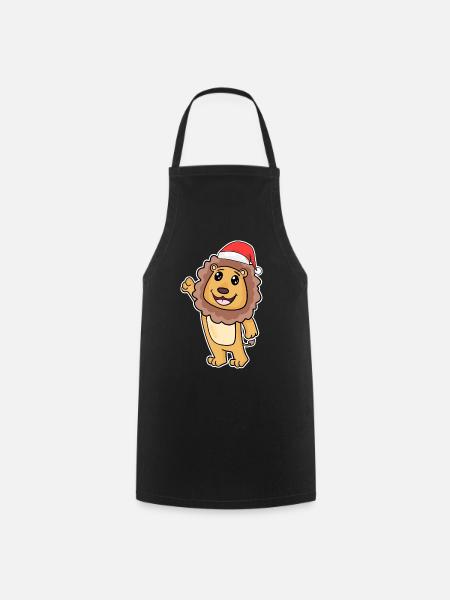 Löwe Weihnachten - Kochschürze - Schwarz