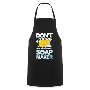 Don't Panic I'm a Professional Soap Maker - Kochschürze - Schwarz - Vorne - AI Model Male 185 dark (185cm)