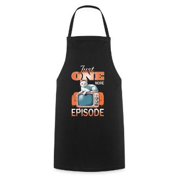 Cat on TV - Cooking Apron - black - Front - AI Model Male 185 dark (185cm)