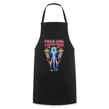 Colorful abstract elephant from Thailand - Cooking Apron - black - Front - AI Model Male 185 dark (185cm)