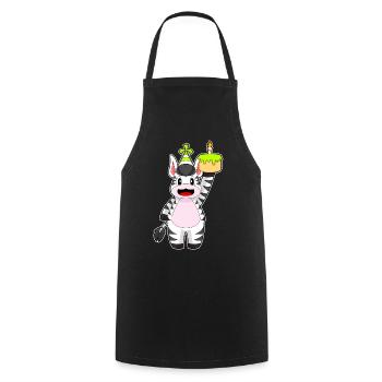 Gâteau d’anniversaire zèbre - Tablier de cuisine - noir - Devant - AI Model Male 185 dark (185cm)