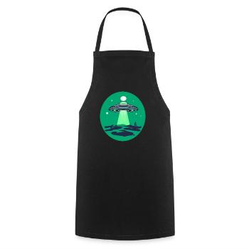 UFO Visitors - Cooking Apron - black - Front - AI Model Male 185 dark (185cm)