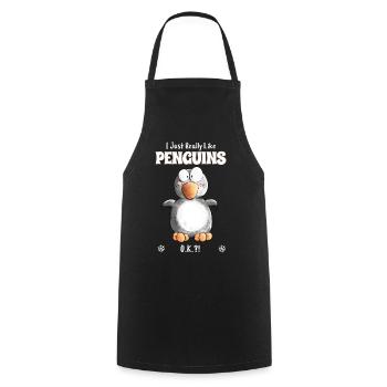 I Just Really Like Penguins Pinguin Spruch - Kochschürze - Schwarz - Vorne - AI Model Male 185 dark (185cm)