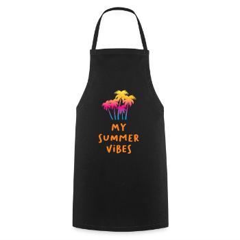 Summer Vibes Palm Trees Quote Holiday Island Colorful - Cooking Apron - black - Front - AI Model Male 185 dark (185cm)