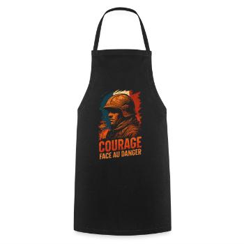 Firefighter Courage in the Face of Danger – French Heroes - Cooking Apron - black - Front - AI Model Male 185 dark (185cm)