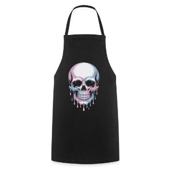 Kawaii Pastel Goth Totenschädel - Kochschürze - Schwarz - Vorne - AI Model Male 185 dark (185cm)
