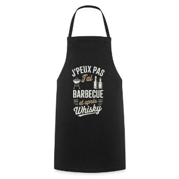 J’peux pas j’ai barbecue et whisky Cadeau humour - Tablier de cuisine - noir - Devant - AI Model Male 185 dark (185cm)